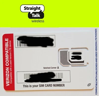Straight Talk SIM card• Verizon LG G4 G5 LG G6 LG G7 LG V20 LG V30 V40 LG K20 V - Image 1 of 2