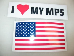 I LOVE MY MP5 Car Window Decal Bumper Sticker + FREE USA American Flag RIFLE - Picture 1 of 2