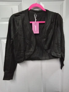 U.Vomade Women's Cropped Cardigan Bolero Shrug Open Front Sweater Black - Picture 1 of 3