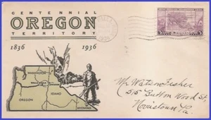 USA5 # 783 ADDR LINPRINT 2 FDC   Oregon Territory 100 years - Picture 1 of 1