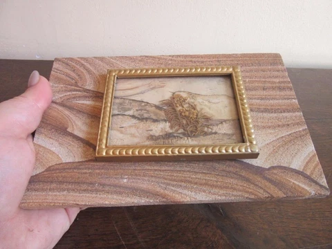 Pressed dried desert flower with stone slab Cover