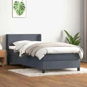 Boxspringbett mit Matratze Dunkelgrau 90x220 cm Samt - Bild 1 von 11