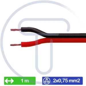 2x0.75mm2, 1 meter, copper, pvc sheath, diam 5mm red/black - Picture 1 of 2