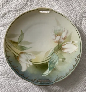 Vintage R & S Germany Porcelain Floral Motif Open handled 10 1/2 Platter - Picture 1 of 7