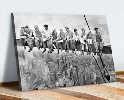 CANVAS WALL ART PRINT ARTWORK - LUNCH ATOP A SKYSCRAPER - Image 1 of 4