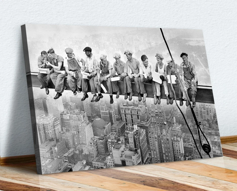 CANVAS WALL ART PRINT ARTWORK - LUNCH ATOP A SKYSCRAPER - Image 1 of 4