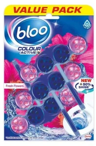 3 Pack Anti-Limescale Block Fresh Flowers Bloo Colour Active Toilet Rim - Picture 1 of 5