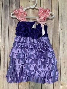 Girls Princess Inspired Rapunzel Satin Ruffle Dress Costume 3XL XXXL 5/6 - Picture 1 of 2