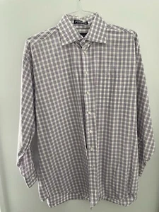 Nautica Long Sleeve Button Up Shirt Purple White Dress Casual Large 32/33 0824 - Picture 1 of 5