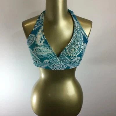 Traje de baño para mujer ATHLETA estilo halter azul estampado cachemir talla 36 B/34 C Foto 1 de 4