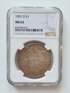 1901 O Morgan Dollar MS 63 NGC Silver $1 Uncirculated Coin nice toning - Picture 1 of 2
