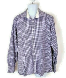 Henry Grethel (Large) Classic Fit Purple & White Plaid Long Sleeve Dress Shirt - Picture 1 of 4