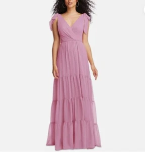 Social Bridesmaids Womens Pink Bow  Evening Dress Gown 16 - Picture 1 of 2
