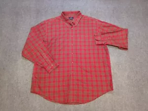 Camisa Brooks Brothers Para Hombre XL Roja Marrón Verde Botón Manga Larga Cuadros Algodón - Imagen 1 de 7