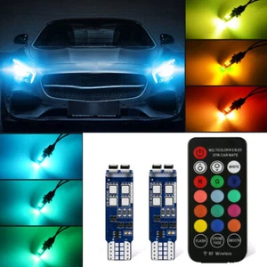Multi-Color LED Car Parking Lights RGB 168 194 T10 Bulbs w/RF Remote Control - Bild 1 von 15