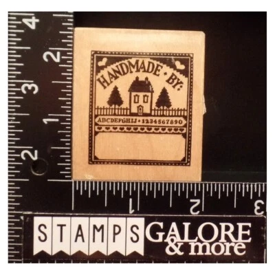 PSX Rubber Stamps E-892 HANDMADE BY FOLK ART HOUSE ABC HEARTS KITCHEN CRAFTS T34 - Image 1 of 2