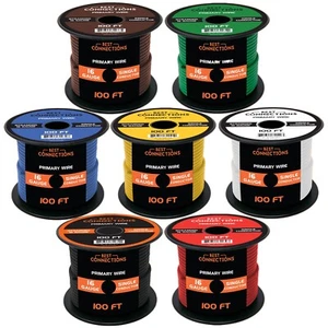 Cable primario de audio para automóvil calibre 16 (100 pies-7 rollos) - control remoto, eléctrico eléctrico/tierra - Imagen 1 de 9