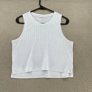 Lululemon Crop Tank Womens 6 Train To Be Boxy Cropped Blue Mesh Workout Gym - Picture 1 of 10