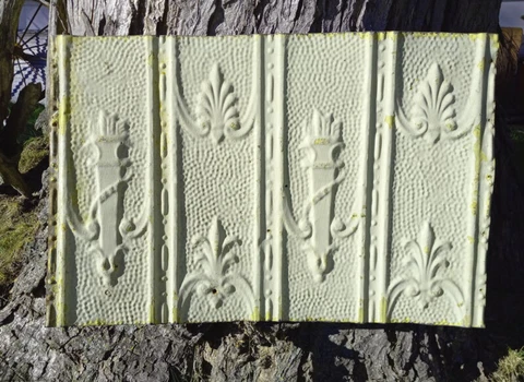 SALE Antique Victorian Gothic Ceiling Tin Tile Torch Ancanthus Chic Backsplash Cover