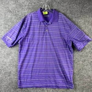 Nike Shirt Polo Adult Large L Purple Striped Performance Dri Fit Golfer Golf Men - Picture 1 of 14