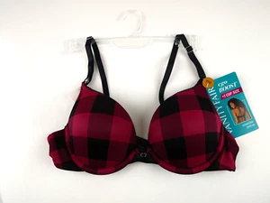 Vanity Fair Womens Ego Boost Add-A-Size Push Up Bra 34A NEW Cosy Check Print - Picture 1 of 5