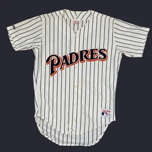 Vintage San Diego Padres Rawlings MLB Pinstriped Jersey Adult 44 Made In USA 80s - Picture 1 of 6