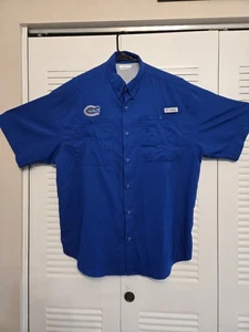 Columbia Pfg Florida Alligatoren Hemd L blau einfarbig Kurzarm belüftet Angeln - Bild 1 von 12
