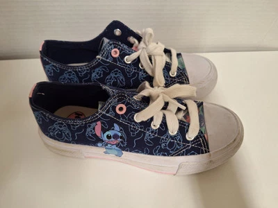 Tênis Disney Stitch Shoes Youth tamanho 2 plataforma cano baixo lona azul com cadarço - Imagem 1 de 4