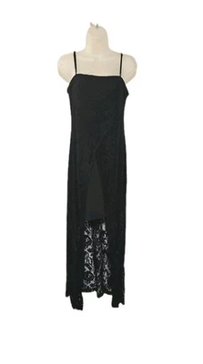 Vestido de encaje vintage años 90 Next Up negro frente abierto S Foto 1 de 4