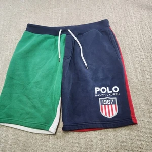 Polo Ralph Lauren Sweat Shorts Men Medium Colorblock Shield Crest Logo Fleece  - Picture 1 of 10