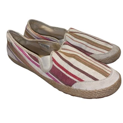 UGG Zapatos Mujer Talla 8 Delizah Crema Rayas Planas Alpargatas Lona Mocasín Foto 1 de 4