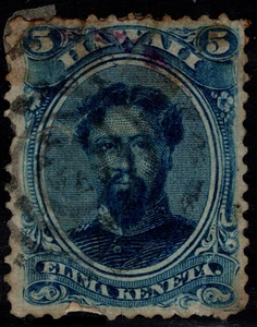 Hawaii Stamp Scott # 32 Used F-VF 5 Cents Blue King Kamehameha V Portrait Issue - Picture 1 of 1