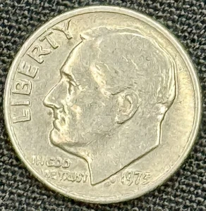 Moneda de diez centavos Roosevelt 1973 sin marca de ceca circulada - Imagen 1 de 4