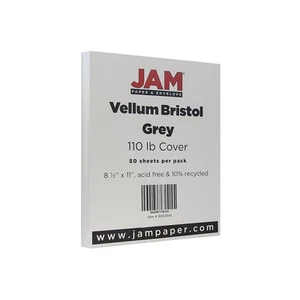 JAM Paper Vellum Bristol 110lb Index Colored Cardstock 8.5 x 11 Coverstock Grey - Picture 1 of 2