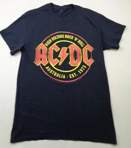 Camiseta AC/DC Para Hombre Pequeña Negra Alto Voltaje Rock n Roll Australia Est 1973 - Imagen 1 de 6