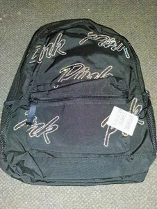 Victoria's Secret PINK Black Bling Logo Campus Full Size Backpack School - Picture 1 of 3