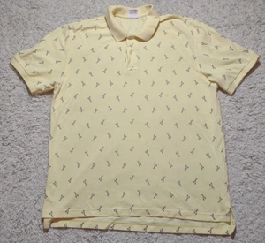 346 Brooks Brothers Polo Shirt Mens Large Yellow Juggler All Over Print Cotton - Picture 1 of 7