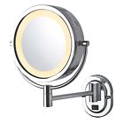 LED Lighted Wall-Mounted Makeup Mirror - Direct Wire Makeup Mirror with 5X Ma...