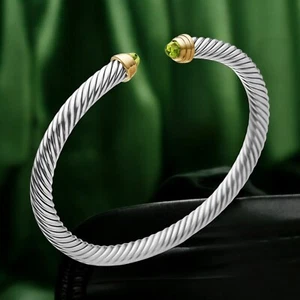 David Yurman Peridot 14K Yellow Gold Cable Bracelet - Picture 1 of 5