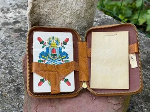 Ungeöffnet Vintage German Skat 32 Spielkarten Set Ledertasche - Bild 1 von 4