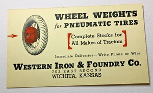 Western Iron & Foundry Co  Wichita KS Ad Postcard Undivided Back Wheel Weights - Picture 1 of 3