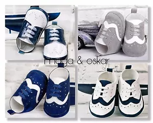 BABY BOYS FAUX LEATHER SUEDE PATENT PRAM SHOES CHRISTENING WEDDING SMART FORMAL - Picture 1 of 9