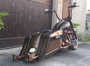 Stretched 6" angle SaddleBags overlay Fender Harley 1997-2008 no cut outs - Foto 1 di 4
