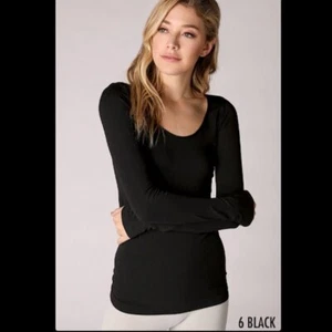 NEW Black Fitting Scoop Neck Long Sleeve Top by Nikibiki - Picture 1 of 1