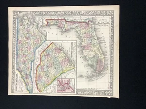 American State map from Mitchell's Atlas Florida, North Carolina, South Carolina - Picture 1 of 8
