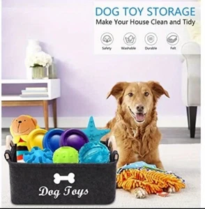 Pet Toy Storage Basket Dog Box with Handle Organizer Black - Picture 1 of 6