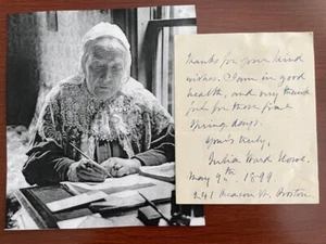 JULIA WARD HOWE HANDWRITTEN NOTE SIGNED, AUTHOR, SUFFRAGIST, ABOLITIONIST  - Picture 1 of 1