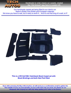 Carpet Set Handmade to Order Hessian Back Volkswagen Golf Mk1 Hatchback - Picture 1 of 12
