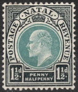 Sn:ZA-NA #83 1902 11/2 d NATAL Rey Eduardo VII (inscrito "INGRESOS POSTALES") , MH - Imagen 1 de 2