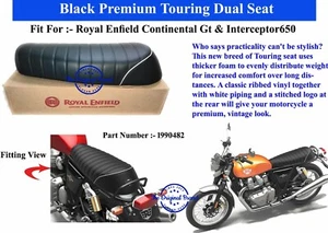 Royal Enfield "Black Premium Touring Dual Seat For GT 650 & Interceptor 650" - Picture 1 of 11